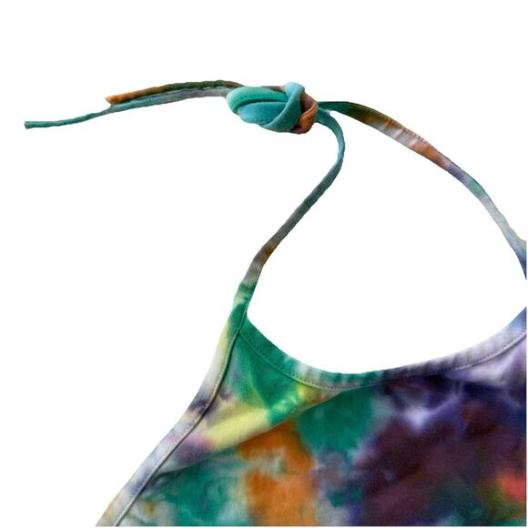 Fila Tie Dye Halter Top Rainbow Crop Logo Festival Rave Pride Tank Size Large - Picture 3 of 10